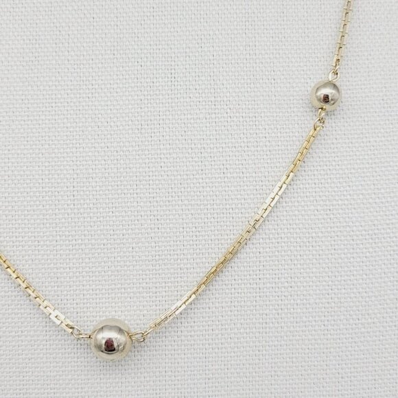 Vintage Avon 25" Ball Bead Station Necklace Gold Tone Rectangular Links Timeless - Picture 3 of 7